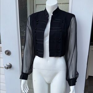 Vintage 80s Mannequin Med Elegant Black Sheer chiffon Sleeve Jacket